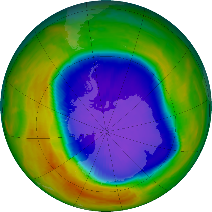 Antarctic ozone map for 03 October 1996